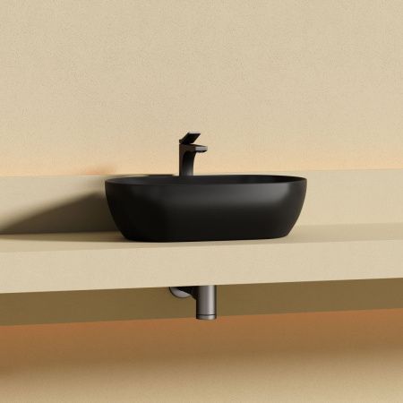 Раковина из сантехнического фарфора Ceramica Nova TWIST CN12001MB 50х30 накладная цвет черный