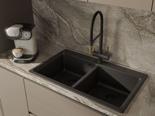 Смеситель для кухни Rivelato 1523517 antracite oro на мойку черный/золото - фото 3