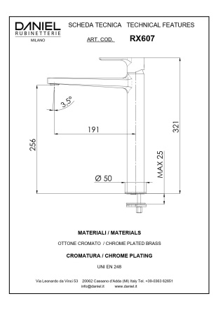 Смеситель Daniel Reflex RX607-NP на столешницу зачищенный никель