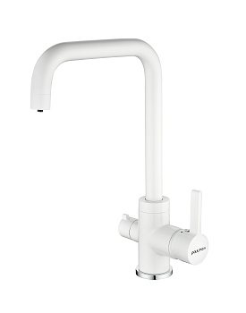 Смеситель для кухни Paulmark LOGAS Lo213021-431TW на раковину белый матовый без термостата
