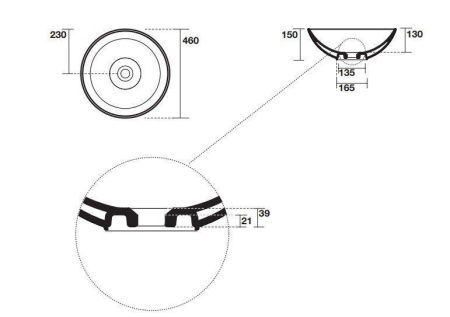 Раковина из сантехнического фарфора Kerasan Ciotola 430330 50х50 накладная цвет белый без отверстий под смеситель