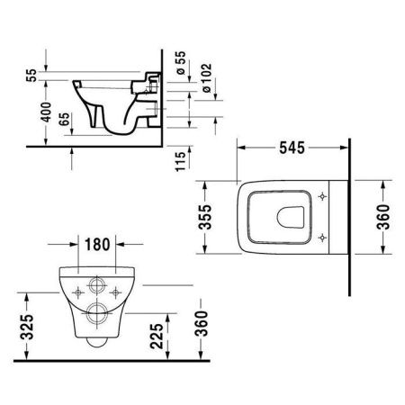 Чаша унитаза подвесная Duravit PuraVida 2219090000 цвет белый без сиденья душевой смыв