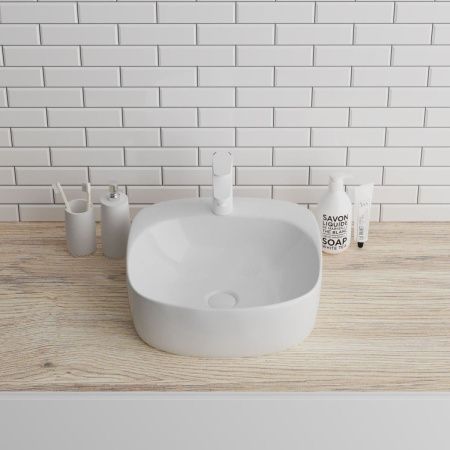 Раковина из сантехнического фаянса Grossman GR-3028 40х40 накладная цвет белый 1 отверстие под смеситель