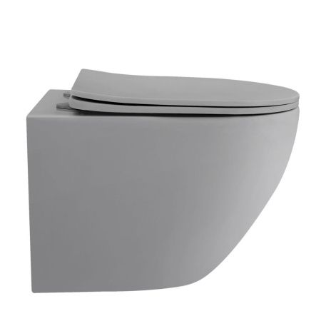 Унитаз подвесной Abber Bequem AC1101TMG серый с сиденьем микролифт безободковый смыв торнадо