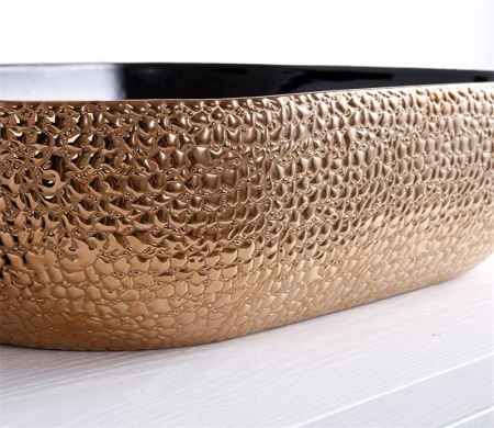 Раковина из санфаянса CeramaLux D1302H024 50х40 накладная цвет черный