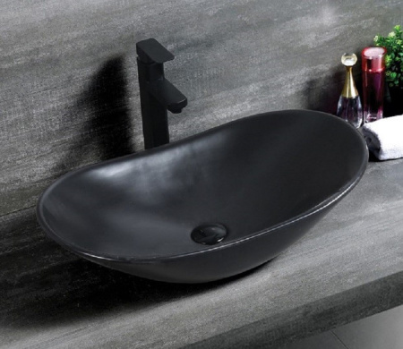 Раковина из санфаянса CeramaLux 7811AMB 62х36 накладная цвет черный матовый