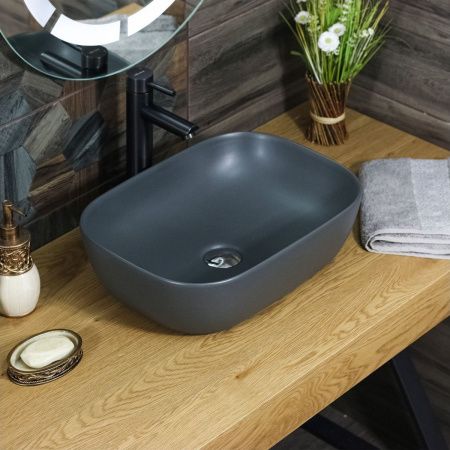 Раковина мебельная из сантехнического фаянса Melana 320328MDG-805 50х30 накладная цвет серый