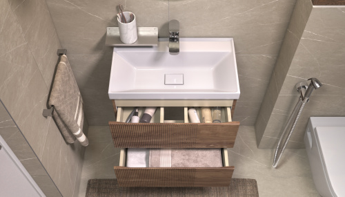 Тумба под раковину Velvex Mondi 359 акация темная 59х36х49 подвесная цвет акация темная - фото 5