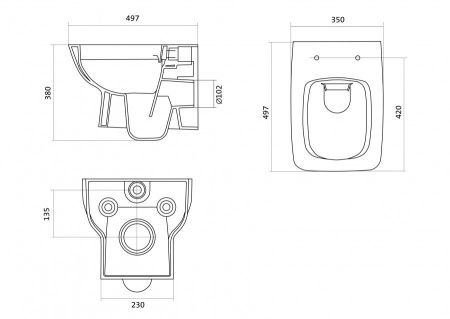 Комплект унитаз с инталляцией и клавишей смыва Santek Нео 1WH501758