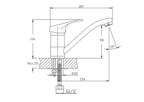 Cмеситель Haiba HB4513 на мойку хром - фото 2