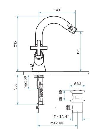 Смеситель Emmevi Spirit New 31054/ORS на биде золото