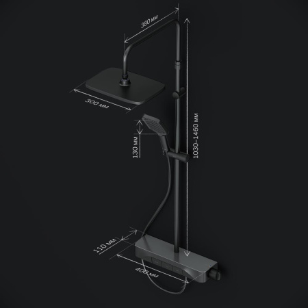 Душевая стойка Am.Pm Func F078F222 настенная цвет черный с термостатом