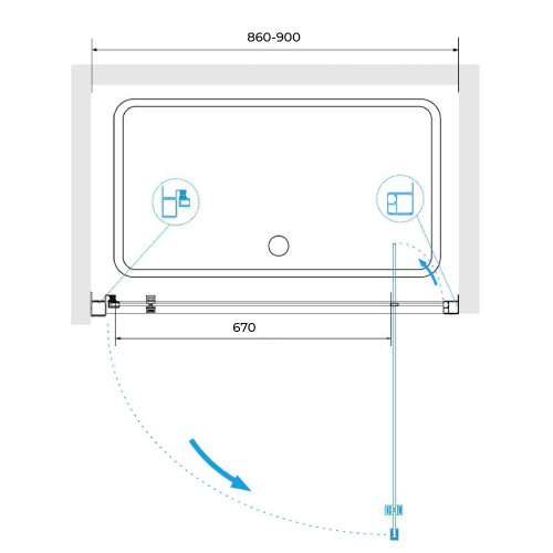 Душевая дверь RGW Passage 410810509-11 90х185 стекло прозрачное профиль хром глянцевый - фото 2