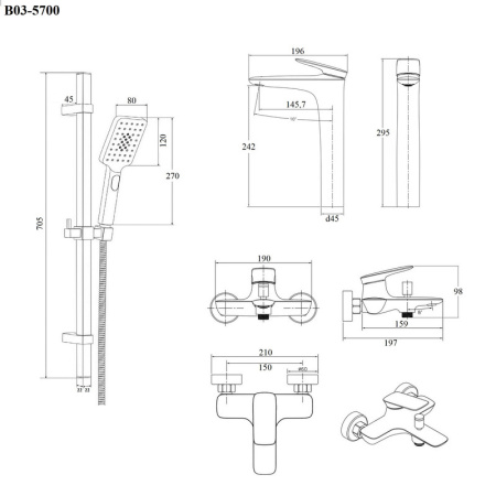 Душевая стойка Bond Cube B03-5700 настенная цвет хром глянцевый