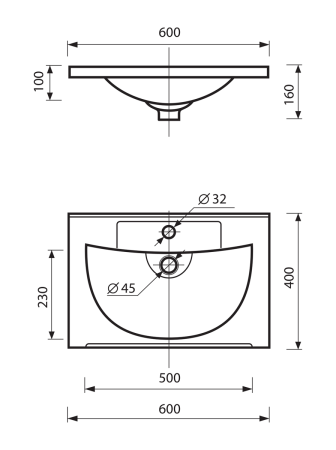 Раковина мебельная из искусственного камня Misty EVVA 60 Р-Евв14060-Д 60х40 накладная цвет белый