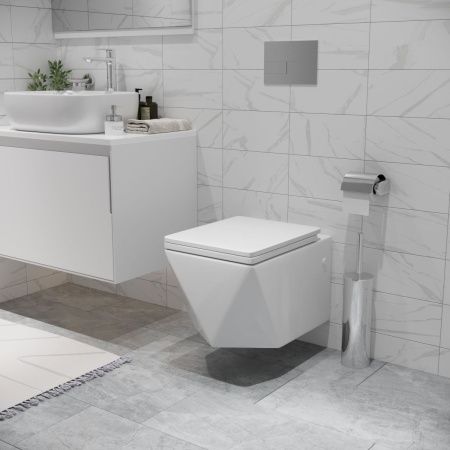 Унитаз подвесной Grossman Cristal GR-4481 белый с сиденьем микролифт безободковый каскадный смыв