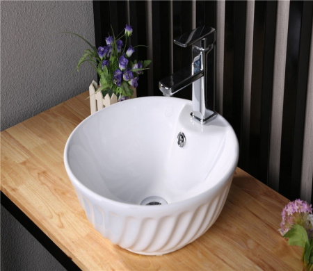 Раковина из санфаянса CeramaLux 9074 41х41 накладная цвет белый 1 отверстие под смеситель