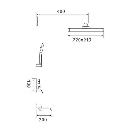 Душевая система Shevanik S4135G встраиваемая в стену цвет золото