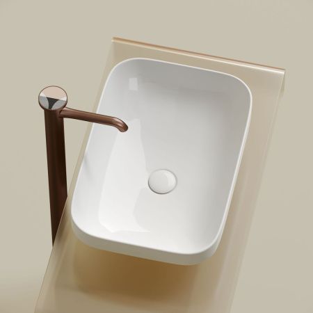 Раковина из сантехнического фарфора Ceramica Nova ELEMENT CN6055 50х40 накладная цвет белый без отверстий под смеситель