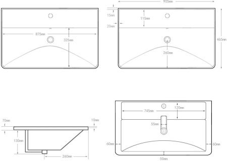 Раковина керамическая Aquanet Ирис 00323883 90х50 полувстраиваемая цвет белый 1 отверстие под смеситель