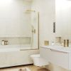 Душевая шторка на ванну Maybah Glass MGV-92-3у 60х140 стекло тонированное профиль золото ориентация универсальная