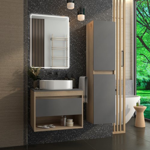 Тумба под раковину Teymi Ritta T60524 65х45х52 подвесная цвет дуб/графит - фото 5