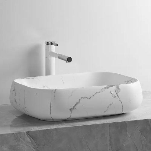 Раковина из сантехнического фарфора Cerutti SPA CR0086 MMW2 57х40 накладная цвет мрамор матовый белый - фото 2