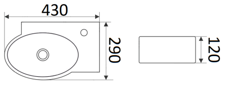 Раковина из санфаянса CeramaLux 9100L 43х29 подвесная цвет белый 1 отверстие под смеситель