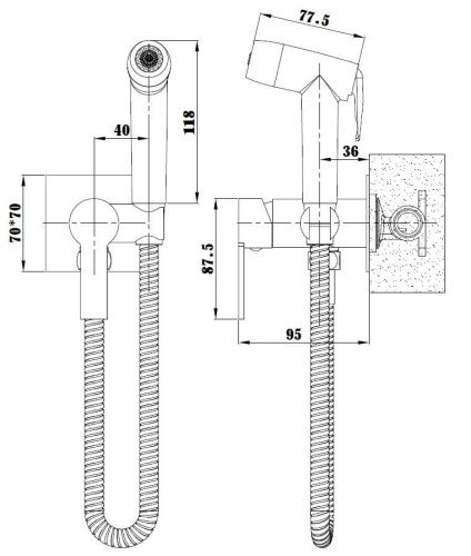 Гигиенический душ со смесителем Esko SB 83H Black черный матовый - фото 3