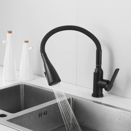 Смеситель для кухни Shevanik S843H-3 на мойку черный