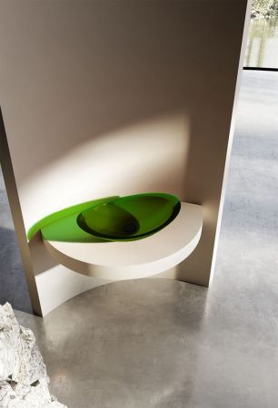 Раковина из полиэфирной смолы Abber KRISTALL AT2808Emerald 60х40 накладная цвет зеленый без отверстий под смеситель