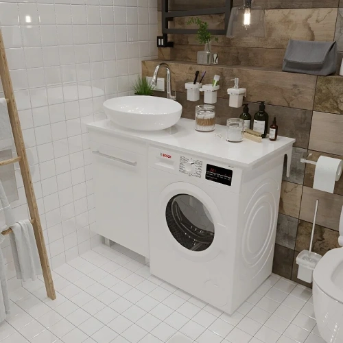 Столешница 1MarKa Wash Ц0000004097 110х50 накладная цвет белый глянцевый - фото 3