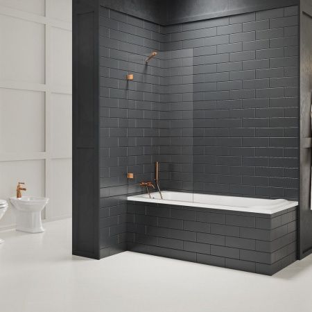 Душевая шторка на ванну New Trendy AVEXA Copper brushed EXK-3802 50х150 стекло прозрачное профиль медь ориентация универсальная