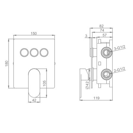 Смеситель для ванны и душа Raglo R50 R50.273.03 встраиваемый в стену золото