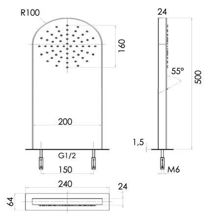 Верхний душ Remer 350MMX 25х50 хром