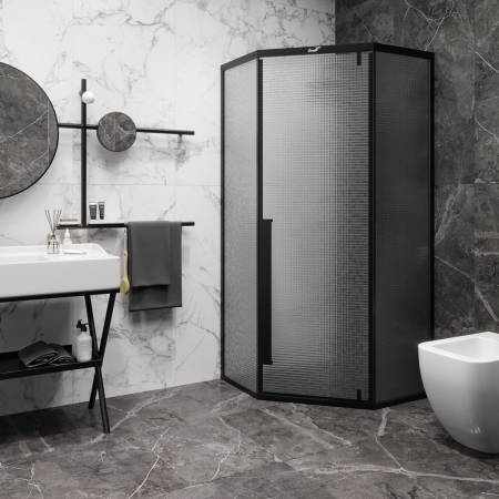 Душевой уголок Cerutti SPA C3ABD 90х90 стекло прозрачное профиль черный без поддона