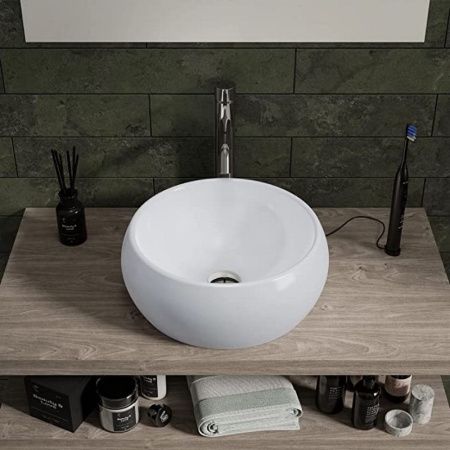 Раковина из сантехнического фарфора Bond Circle S52-390 40х40 накладная цвет белый без отверстий под смеситель