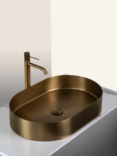 Раковина из нержавеющей стали AltroBagno Eterno AltroBagnoEterno001025OrSp 59х39 накладная цвет золото матовое - фото 3