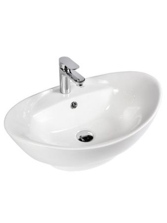 Раковина из сантехнического фарфора Bond Oval S15-590 60х40 накладная цвет белый 1 отверстие под смеситель