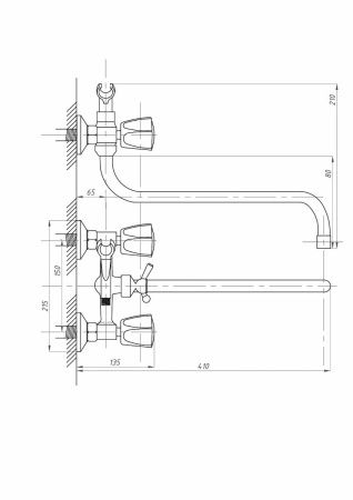 Смеситель для ванны и душа FAUZT FZs-428-17 настенный хром