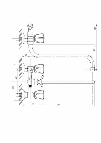 Смеситель для ванны и душа FAUZT FZs-428-17 настенный хром - фото 4