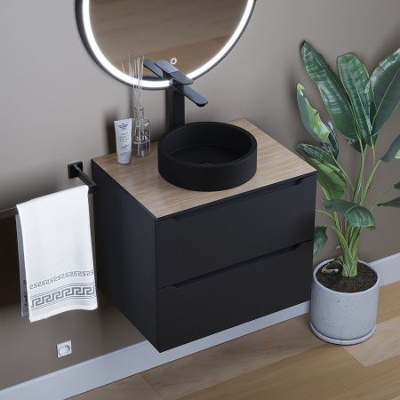 Раковина из искусственного камня Uperwood Round 291020316 30х30 накладная цвет черный