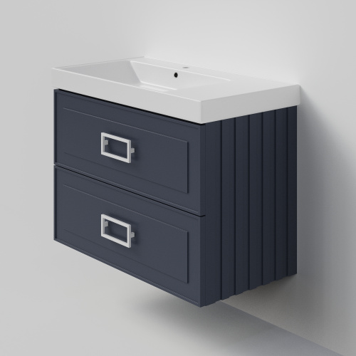 Тумба с раковиной La Fenice Cubo TWIN NFNC-01-CUB-BG-90-2-2-90-2L 91х62х49 подвесная цвет синий - фото 2