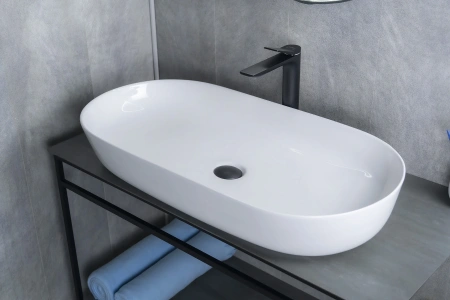 Раковина керамическая Gid Lago 51200 80х40 накладная цвет белый без отверстий под смеситель