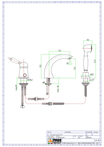 Смеситель Fiore Imperiale 83CR5105 на борт ванны хром - фото 2