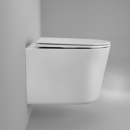 Унитаз подвесной Grossman Thin Rim GR-5602S белый с сиденьем микролифт безободковый каскадный смыв