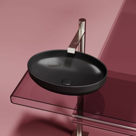 Раковина из сантехнического фарфора Ceramica Nova ELEMENT CN6056MB 50х40 накладная цвет черный без отверстий под смеситель