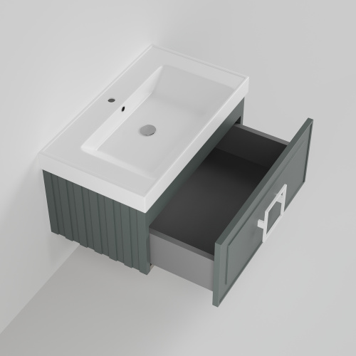 Тумба с раковиной La Fenice CUBO NFNC-01-CUB-G-80-2-80 90х36х49 подвесная цвет серо-зеленый - фото 2