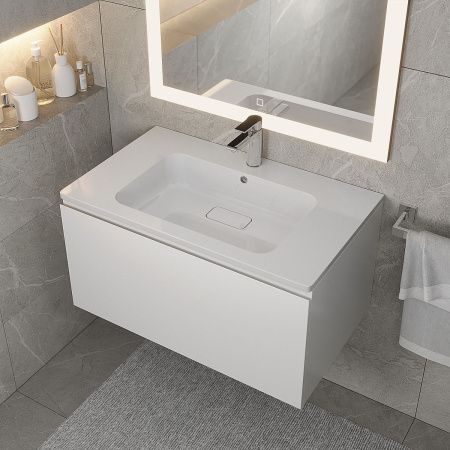 Раковина из искусственного камня Uperwood Lagoon 35480000003 80х50 полувстраиваемая цвет белый