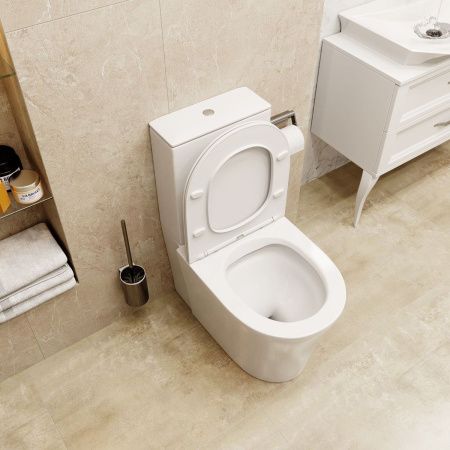 Унитаз напольный с бачком Cerutti SPA CT8916 белый с сиденьем микролифт безободковый каскадный смыв